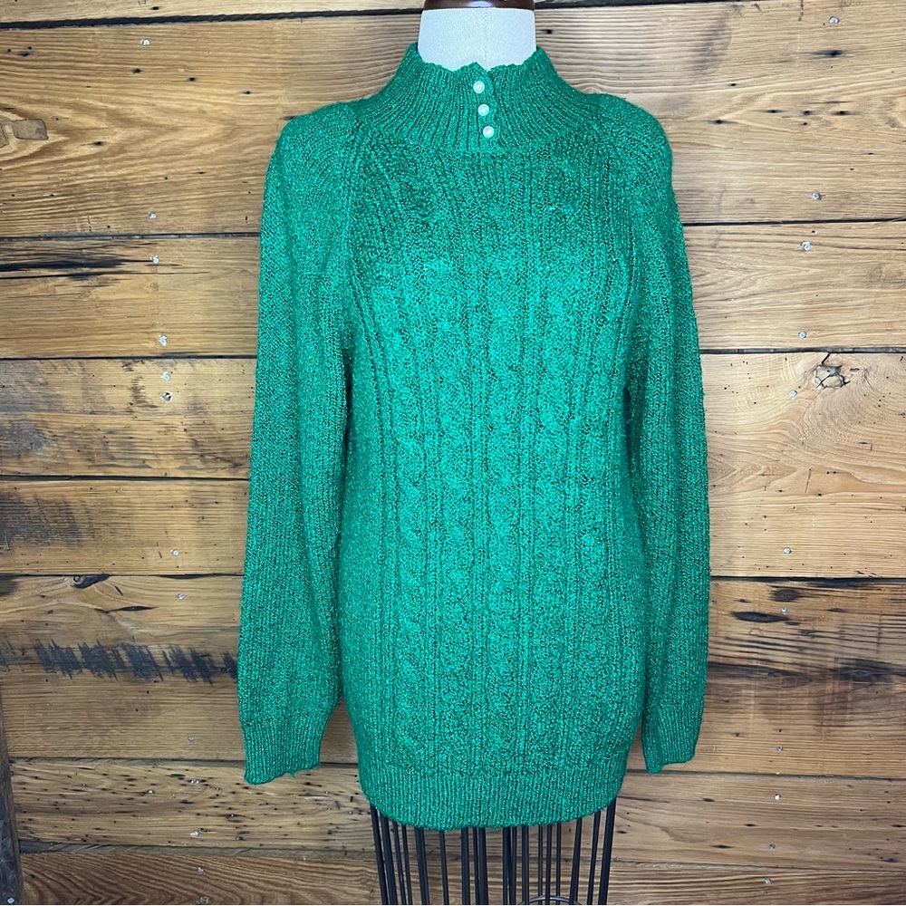 Miranda Vintage 1980s Kelly Green Mockneck Sweater S